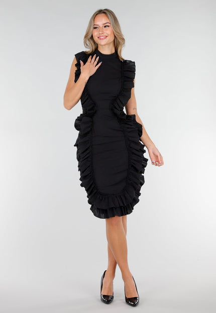 OP=OP.18.S Zwarte Jurk met Ruffles