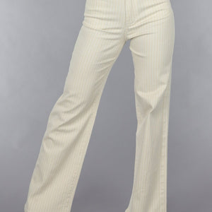 OP=OP.19.NL Beige Straight Leg Jeans met Pin Stripe Print en Hoge Taille