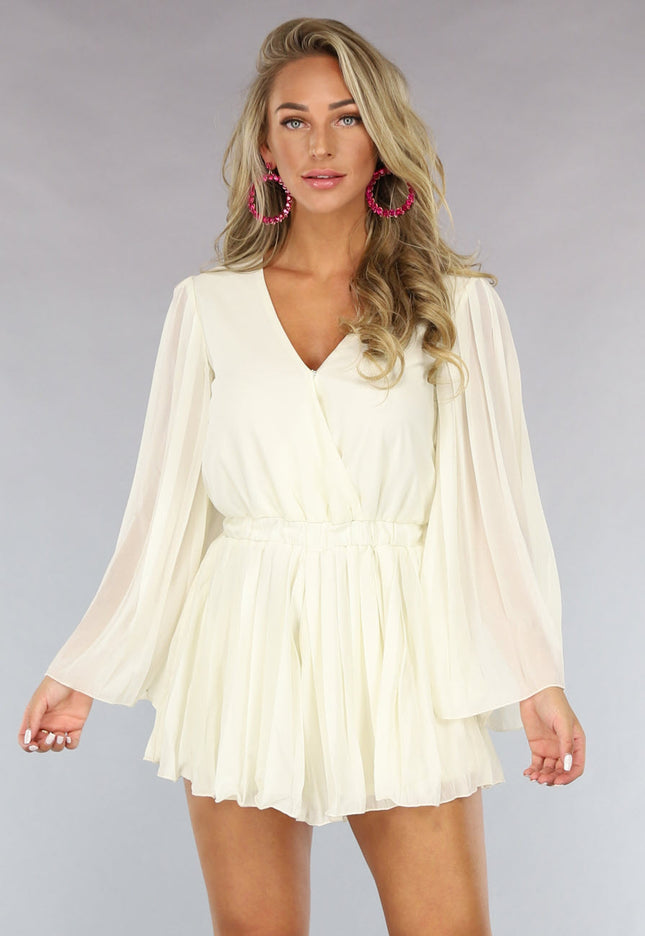 OP=OP.19.NL Ecru Plissé Playsuit