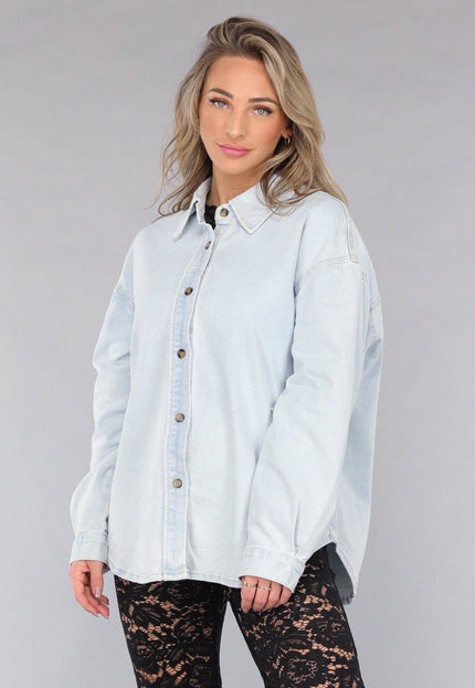 OP=OP.19.NL Lichtblauwe Denim Blouse met Knoopsluiting