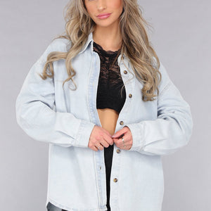 OP=OP.19.NL Lichtblauwe Denim Blouse met Knoopsluiting