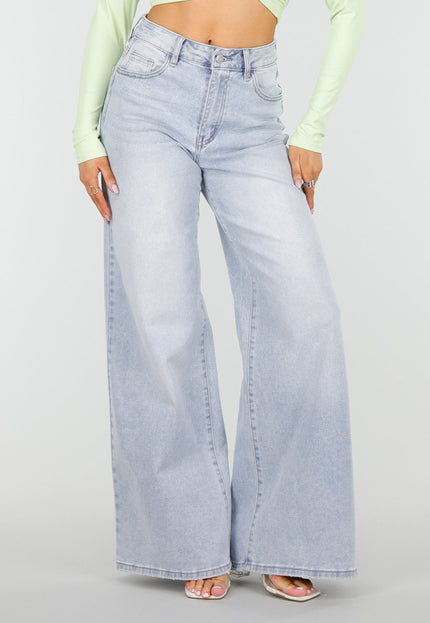 OP=OP.19.NL Lichtblauwe Wide Leg Jeans met Stretch
