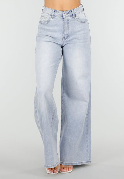 OP=OP.19.NL Lichtblauwe Wide Leg Jeans met Stretch
