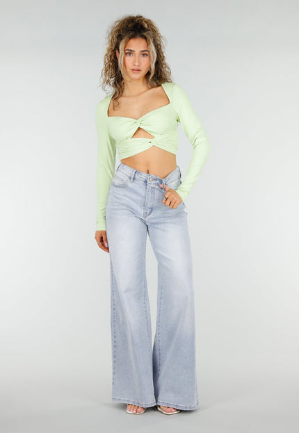 OP=OP.19.NL Lichtblauwe Wide Leg Jeans met Stretch