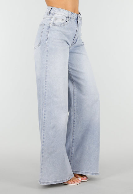 OP=OP.19.NL Lichtblauwe Wide Leg Jeans met Stretch
