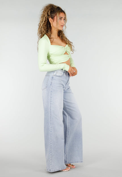OP=OP.19.NL Lichtblauwe Wide Leg Jeans met Stretch