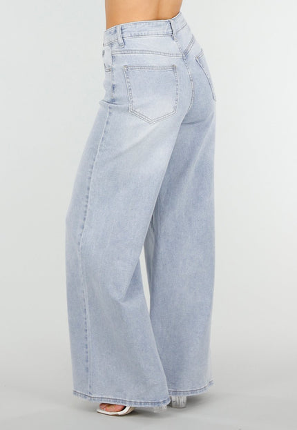 OP=OP.19.NL Lichtblauwe Wide Leg Jeans met Stretch