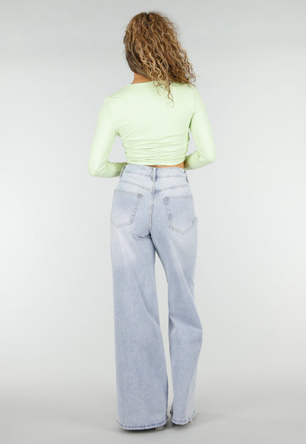 OP=OP.19.NL Lichtblauwe Wide Leg Jeans met Stretch