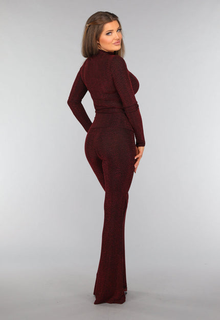 OP=OP.19.NL Rode Longsleeve Top met Zigzag Patroon