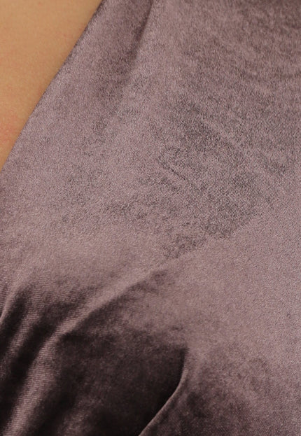 OP=OP.19.NL Velvet Bodysuit met Wikkel Look in Bruin