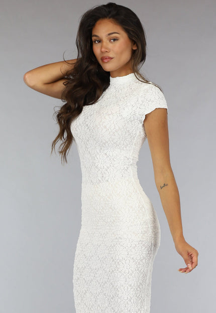 OP=OP.19.NL Witte Bloemen Bodycon Jurk