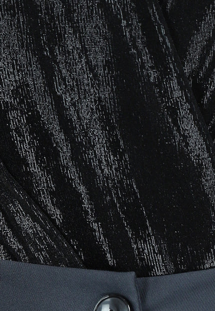 OP=OP.19.NL Zwarte Overslag Bodysuit met Shimmer