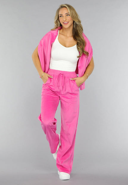 OP=OP! Roze Velvet Wide Leg Huispak