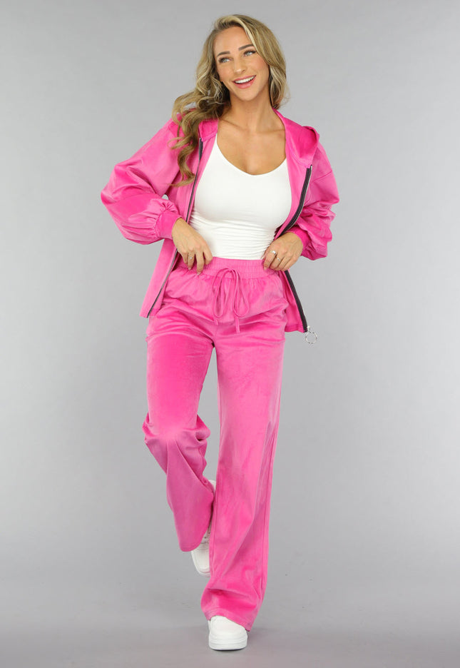OP=OP! Roze Velvet Wide Leg Huispak