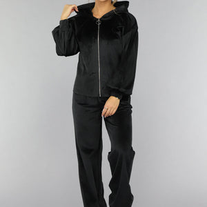 OP=OP! Zwart Velours Wide Leg Huispak