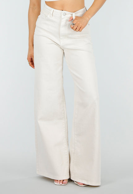 OP=OP.20.NL Beige Wide Leg Jeans met Hoge Taille