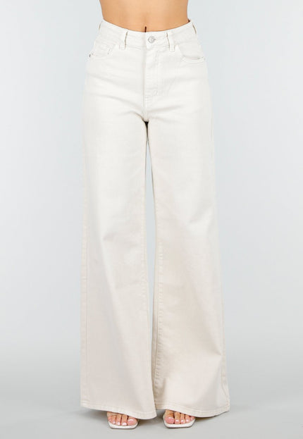 OP=OP.20.NL Beige Wide Leg Jeans met Hoge Taille