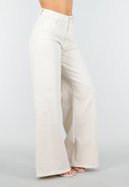 OP=OP.20.NL Beige Wide Leg Jeans met Hoge Taille