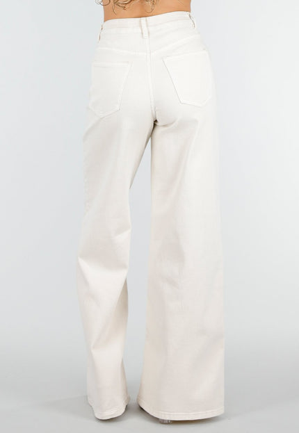 OP=OP.20.NL Beige Wide Leg Jeans met Hoge Taille