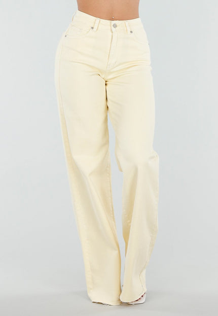 OP=OP.20.NL Lichtgele Wide Leg Tall Stretch Jeans