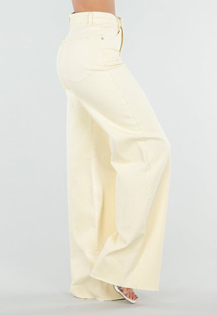 OP=OP.20.NL Lichtgele Wide Leg Tall Stretch Jeans