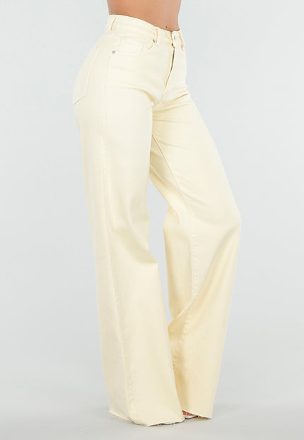 OP=OP.20.NL Lichtgele Wide Leg Tall Stretch Jeans