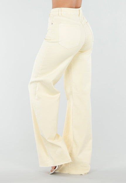 OP=OP.20.NL Lichtgele Wide Leg Tall Stretch Jeans