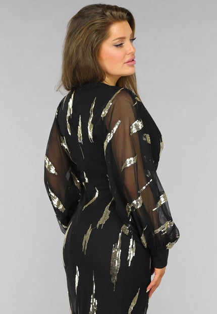 OP=OP.20.NL Zwarte Padded Longsleeve Galajurk met Split