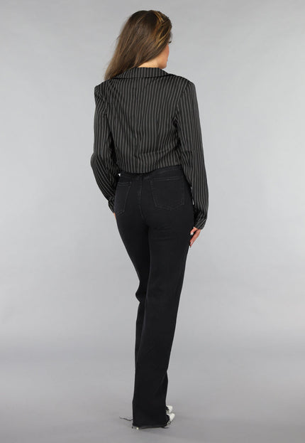 OP=OP.21.NL Antraciet Tall Stretch Spijkerbroek met Rechte Pijpen