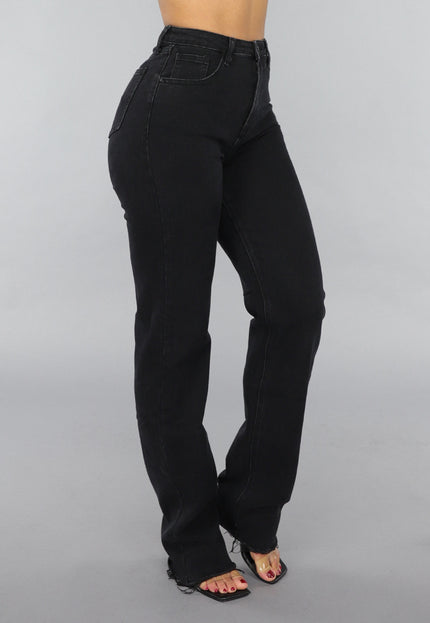 OP=OP.21.NL Antraciet Tall Stretch Spijkerbroek met Rechte Pijpen