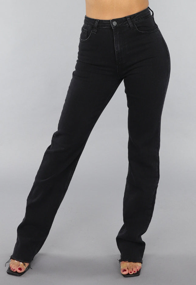 OP=OP.21.NL Antraciet Tall Stretch Spijkerbroek met Rechte Pijpen