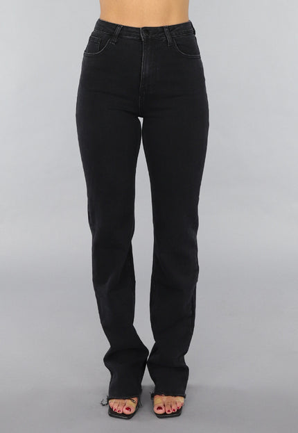 OP=OP.21.NL Antraciet Tall Stretch Spijkerbroek met Rechte Pijpen