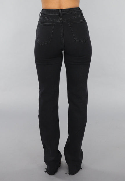 OP=OP.21.NL Antraciet Tall Stretch Spijkerbroek met Rechte Pijpen