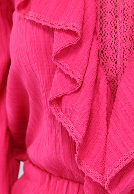 OP=OP.21.NL Fuchsia Ibiza Co Ord Set met Ruches