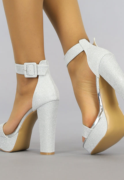 OP=OP.21.NL Zilveren Glitter Plateau Sandaletten met Open Teen