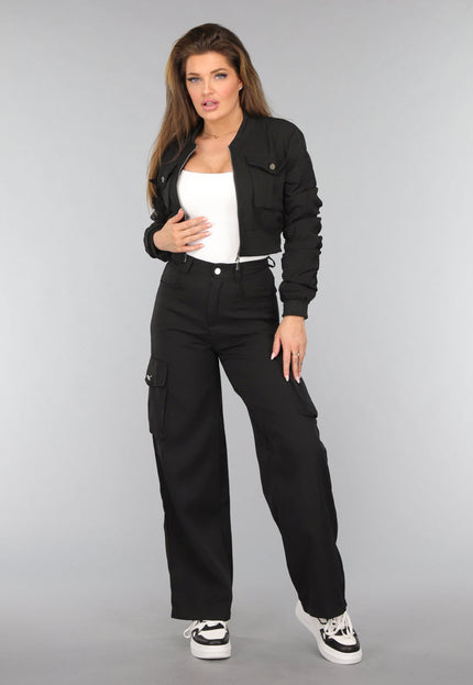 OP=OP.21.NL Zwarte Cargo Wide Leg Two Piece