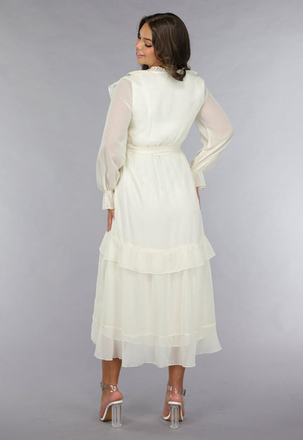 OP=OP.21.S Ruched Maxi Jurk in Ecru