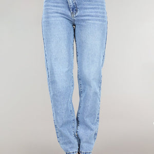 OP=OP.22.NL Blauwe Jeans met Schuine Sluiting