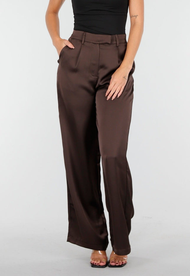 OP=OP.22.NL Donkerbruine Wide Leg Broek