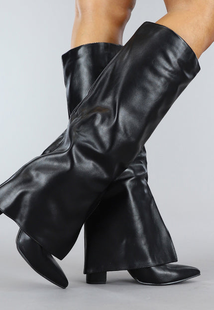 OP=OP.22.NL Lange Zwarte Gevouwen Laarzen