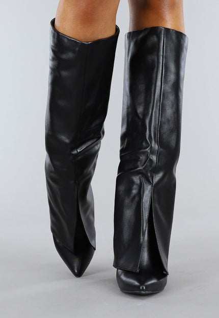 OP=OP.22.NL Lange Zwarte Gevouwen Laarzen