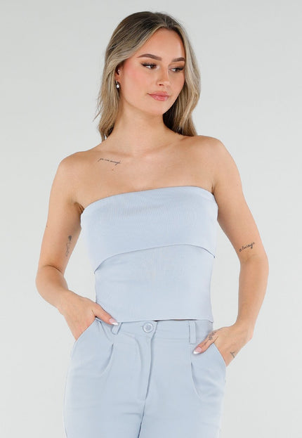 OP=OP.22.NL Lichtblauwe Strapless Top