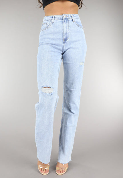 OP=OP.22.NL Lichtblauwe Tall Ripped High Waist Jeans