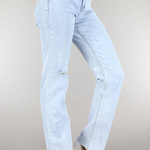 OP=OP.22.NL Lichtblauwe Tall Ripped High Waist Jeans