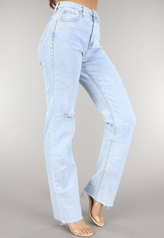 OP=OP.22.NL Lichtblauwe Tall Ripped High Waist Jeans