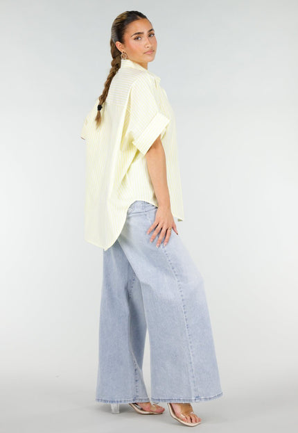 OP=OP.22.NL Lichtgele Gestreepte Oversized Blouse