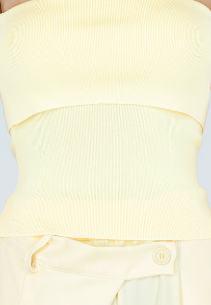 OP=OP.22.NL Pastel Gele Bandeau Top