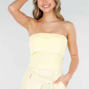 OP=OP.22.NL Pastel Gele Bandeau Top