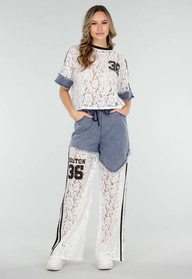 OP=OP.22.NL Witte Kanten Denim Set
