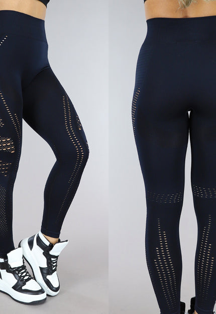 OP=OP.22.NL Zwarte Sportlegging met Fishnet Detail